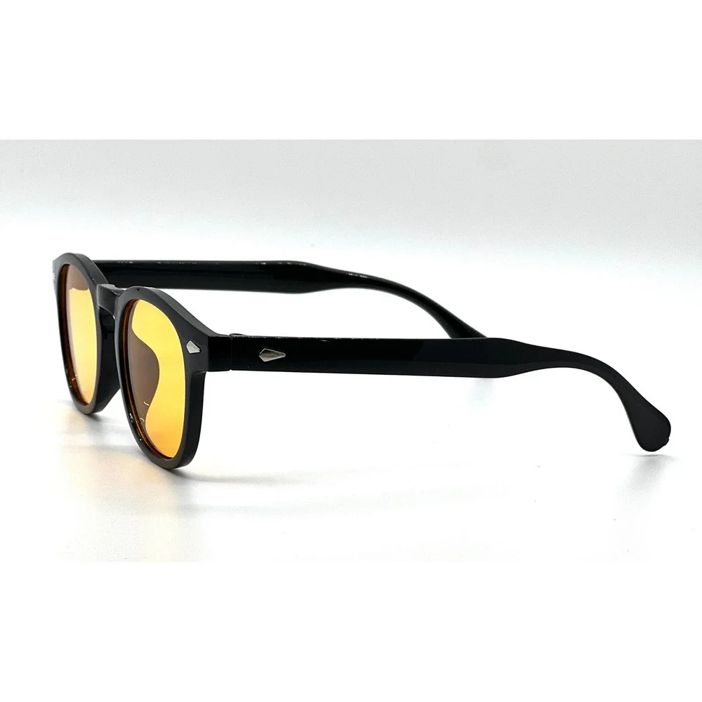 Kids Sunglasses Black Frame Yellow Tinted‎ Lenses UV400 Protection Round Shape